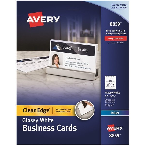 Avery Card, Businss, Inkjt, We, Gloss 200PK AVE8859